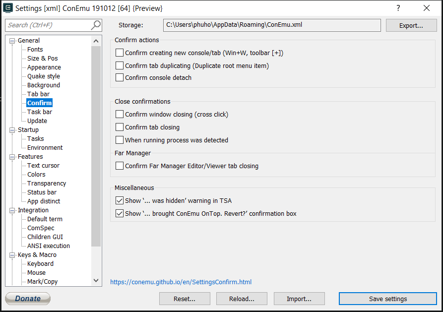 General settings General settings