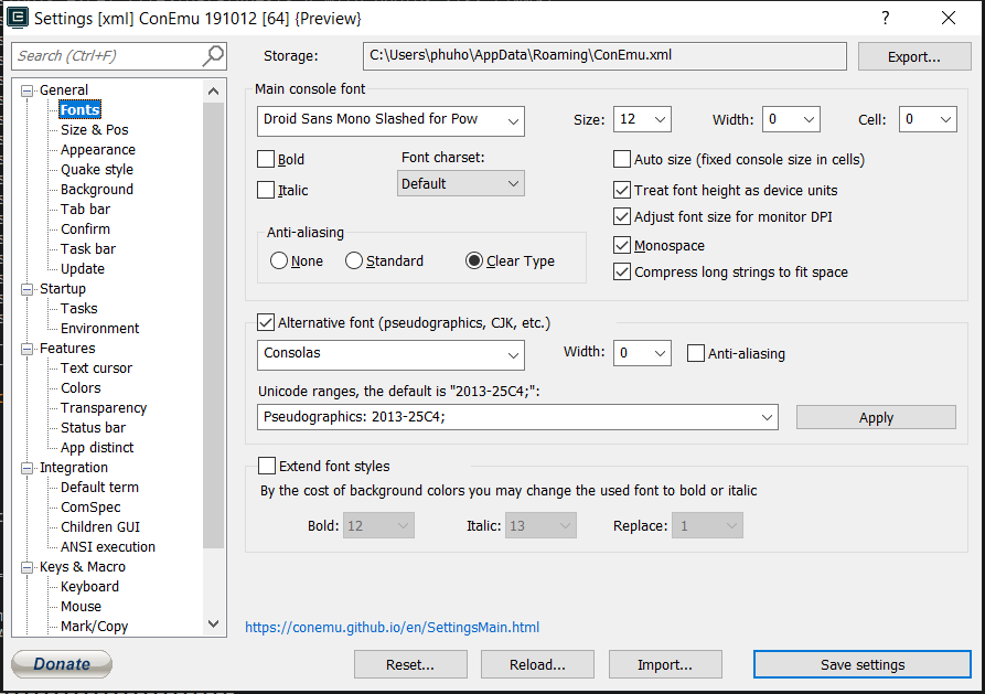 General settings General settings