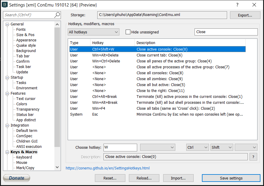 General settings General settings