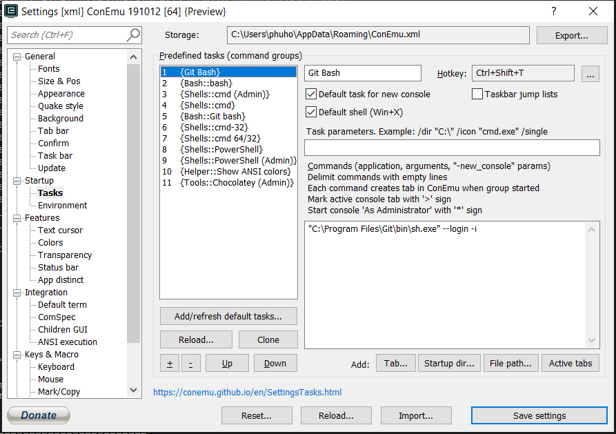 General settings General settings